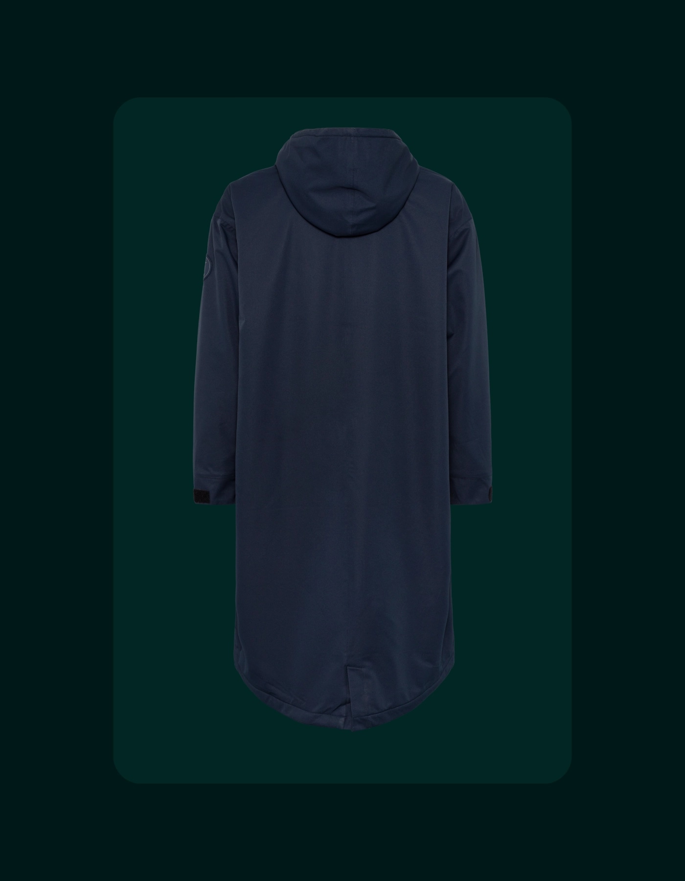 Marineblå Comfyrobe i full lengde bakfra.