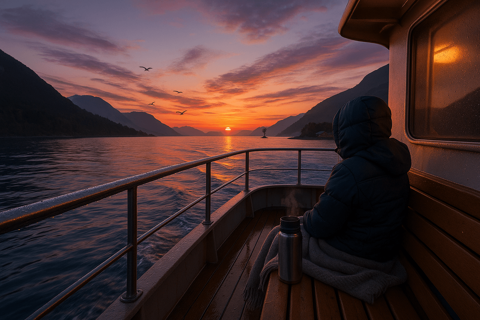 Utekos i bruk ved solnedgang