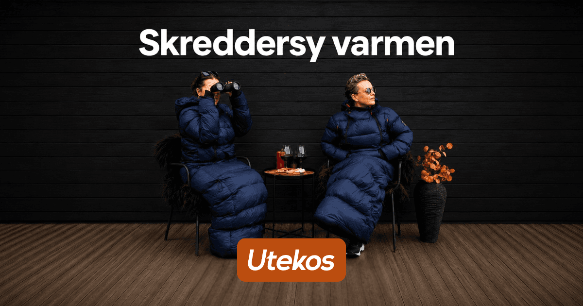 Utekos TechDown brukt ved sjøen i norsk vær